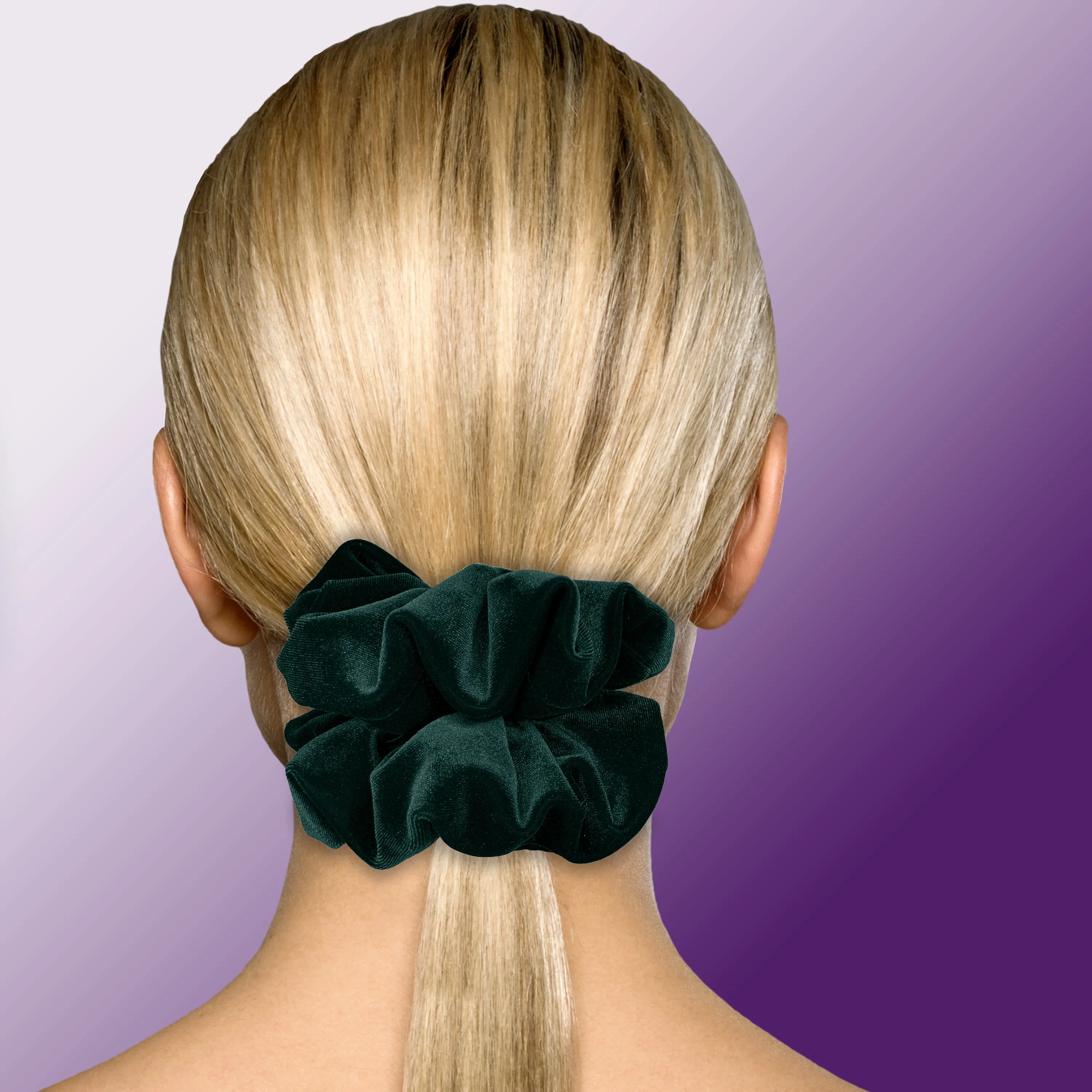 KING SIZE Velvet Scrunchies XXL Oversized Ponytail Holder Made in the USA Green Pine