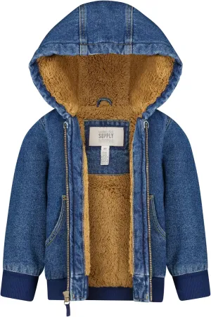 LONDON FOG Boys' Hooded Sherpa-Lined Bomber Jacket