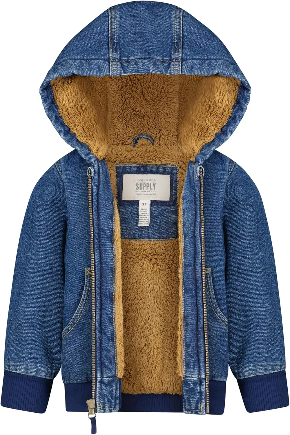 LONDON FOG Boys' Hooded Sherpa-Lined Bomber Jacket