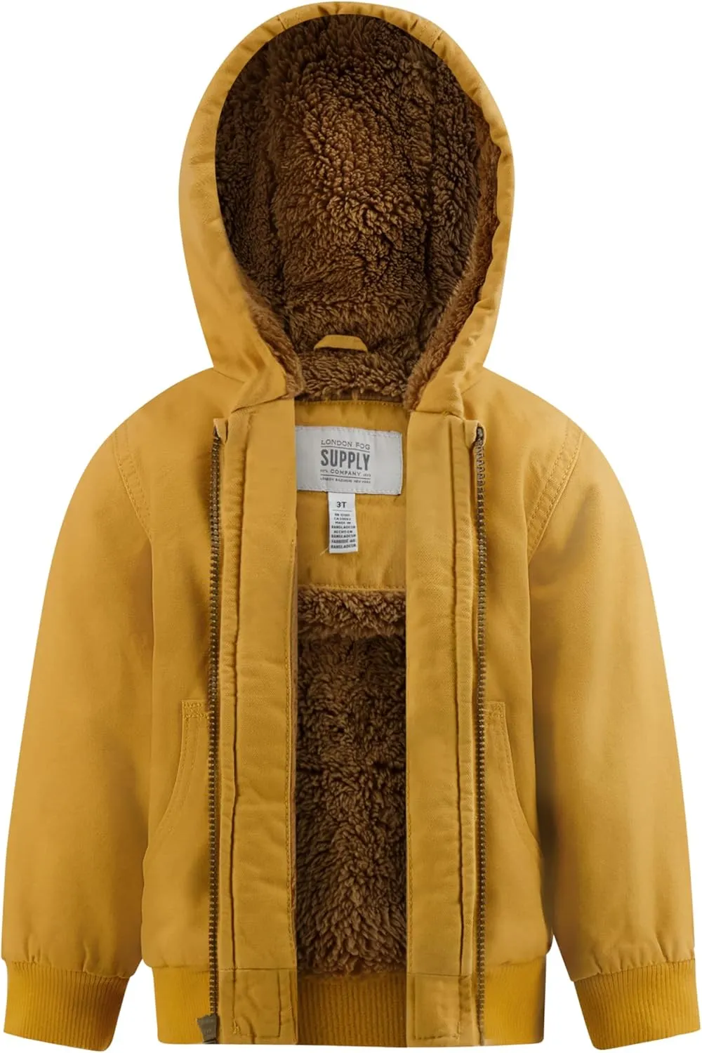 LONDON FOG Boys' Hooded Sherpa-Lined Bomber Jacket
