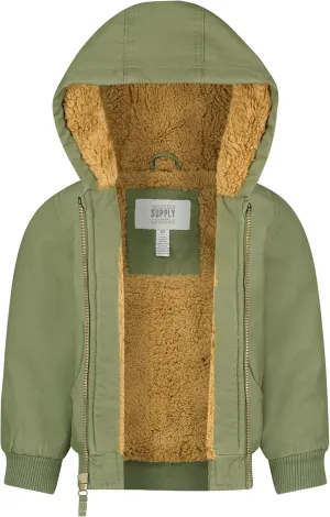 LONDON FOG Boys' Hooded Sherpa-Lined Bomber Jacket