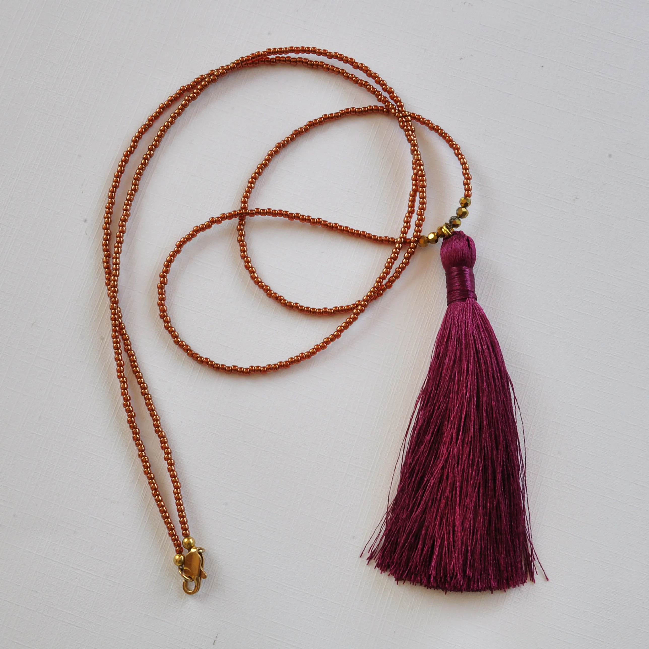 Long Beaded Tassel Necklaces