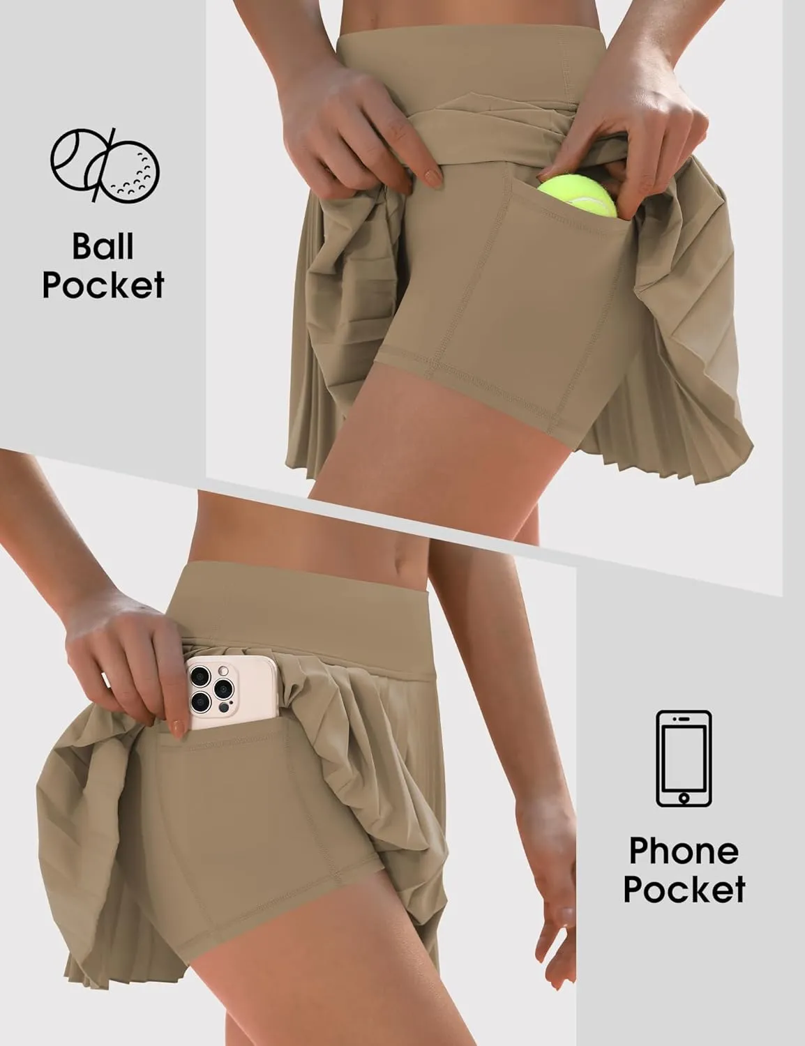 LouKeith Pleated Tennis Skirt High Waisted Golf Skirts with Shorts Pockets Casual Workout Athletic Skorts for Woman