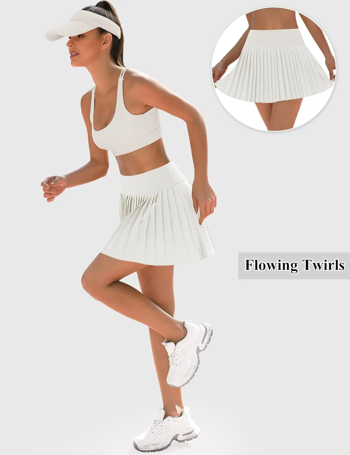 LouKeith Pleated Tennis Skirt High Waisted Golf Skirts with Shorts Pockets Casual Workout Athletic Skorts for Woman
