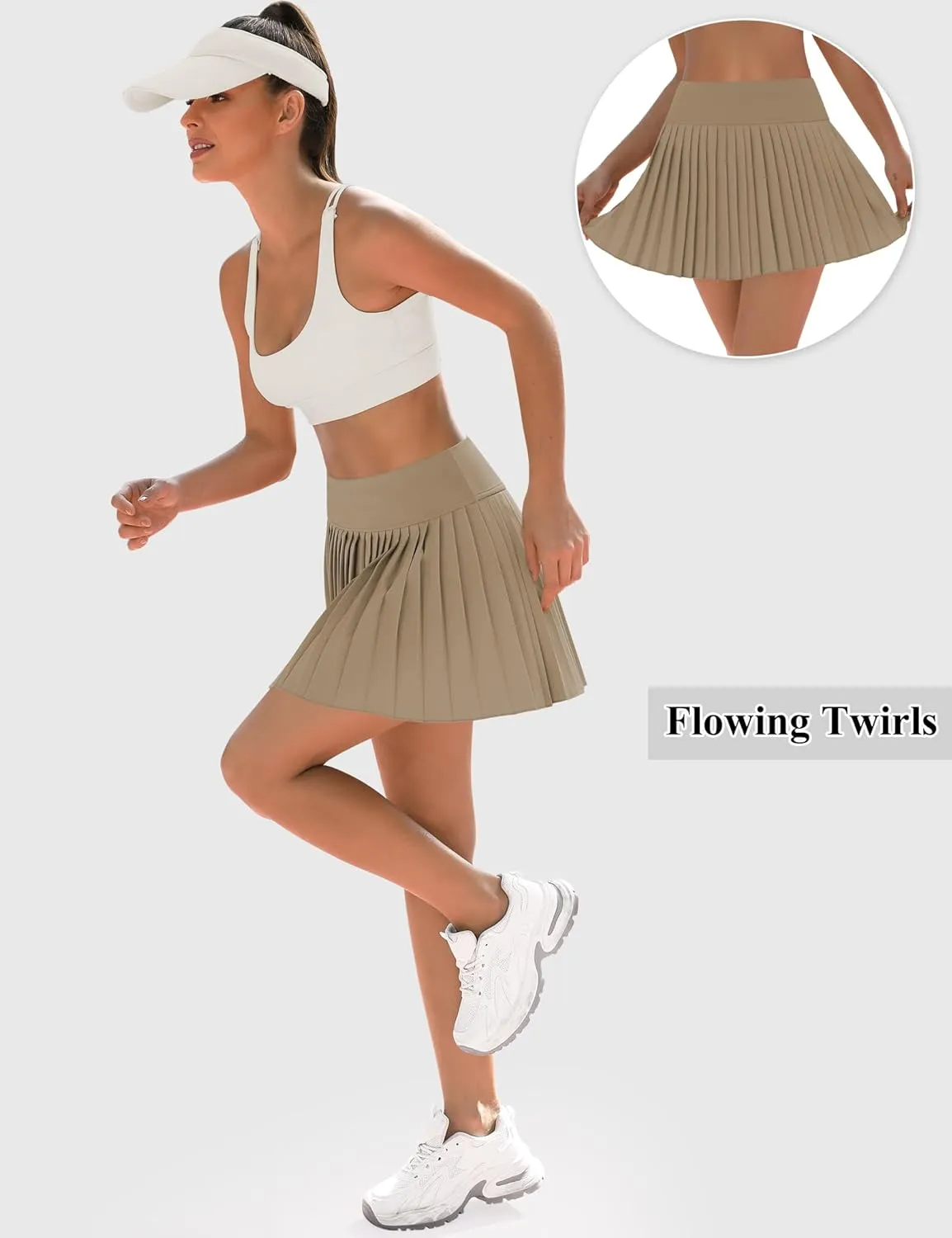 LouKeith Pleated Tennis Skirt High Waisted Golf Skirts with Shorts Pockets Casual Workout Athletic Skorts for Woman