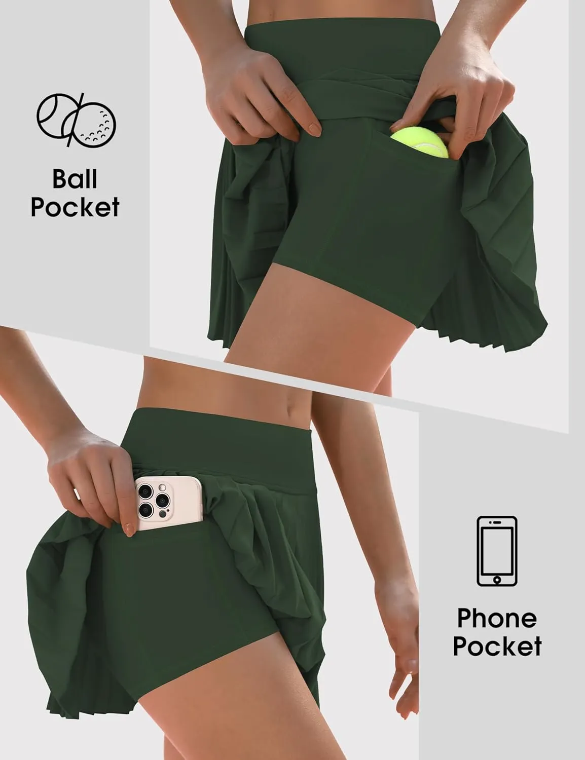 LouKeith Pleated Tennis Skirt High Waisted Golf Skirts with Shorts Pockets Casual Workout Athletic Skorts for Woman