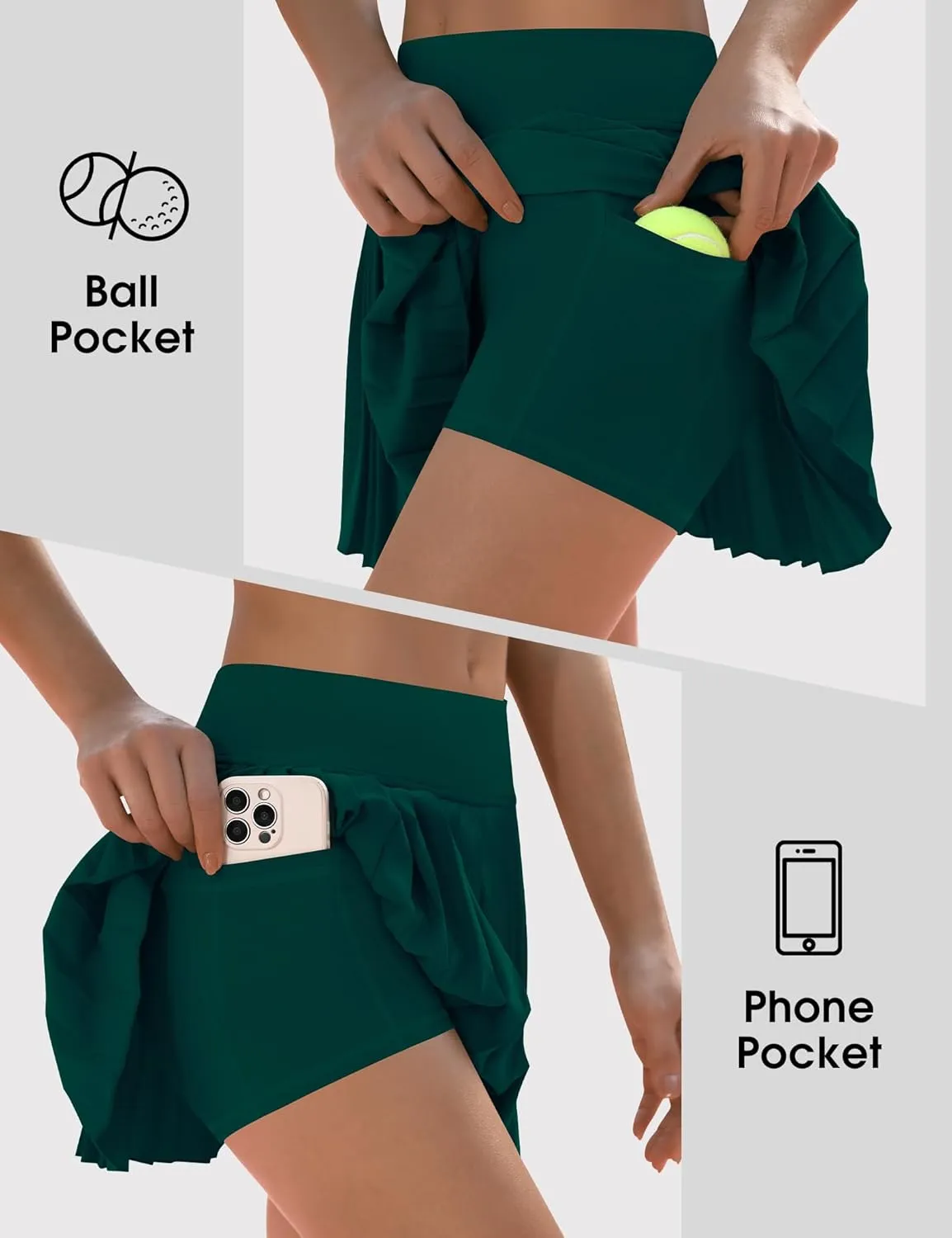LouKeith Pleated Tennis Skirt High Waisted Golf Skirts with Shorts Pockets Casual Workout Athletic Skorts for Woman