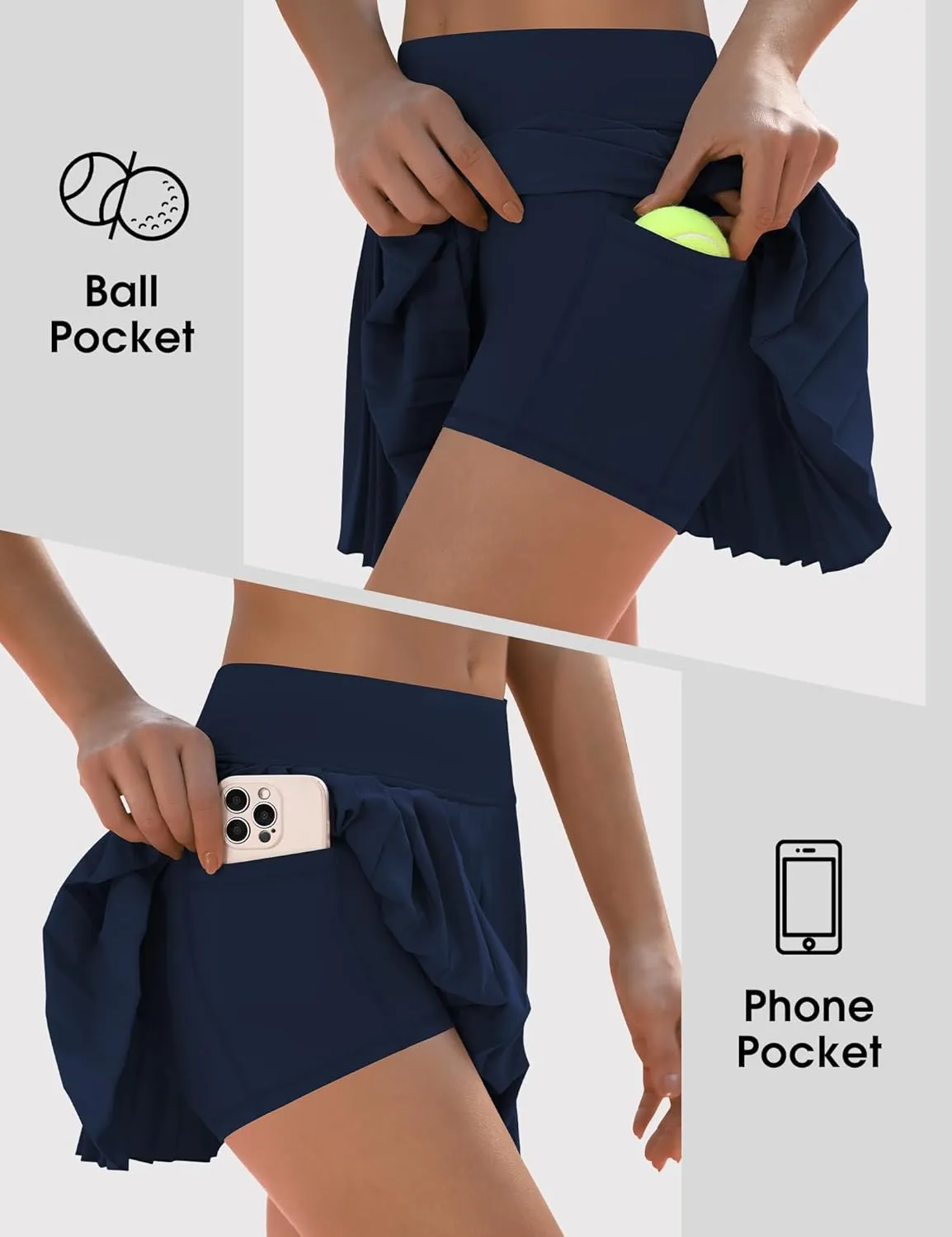 LouKeith Pleated Tennis Skirt High Waisted Golf Skirts with Shorts Pockets Casual Workout Athletic Skorts for Woman
