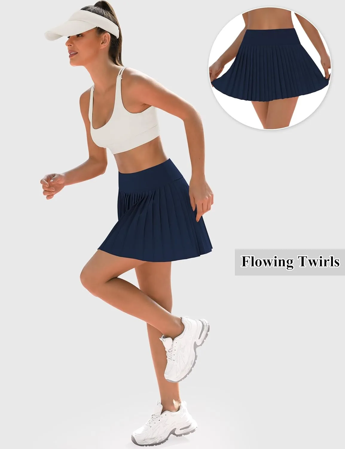 LouKeith Pleated Tennis Skirt High Waisted Golf Skirts with Shorts Pockets Casual Workout Athletic Skorts for Woman