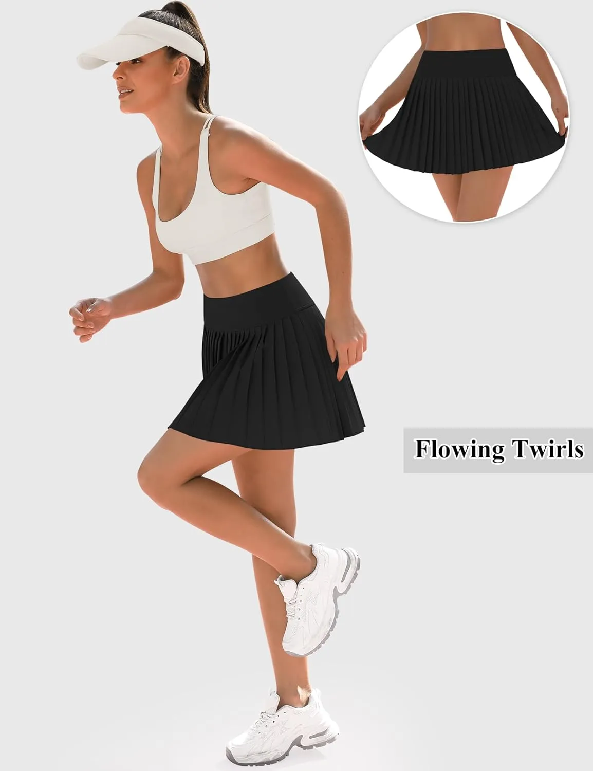 LouKeith Pleated Tennis Skirt High Waisted Golf Skirts with Shorts Pockets Casual Workout Athletic Skorts for Woman