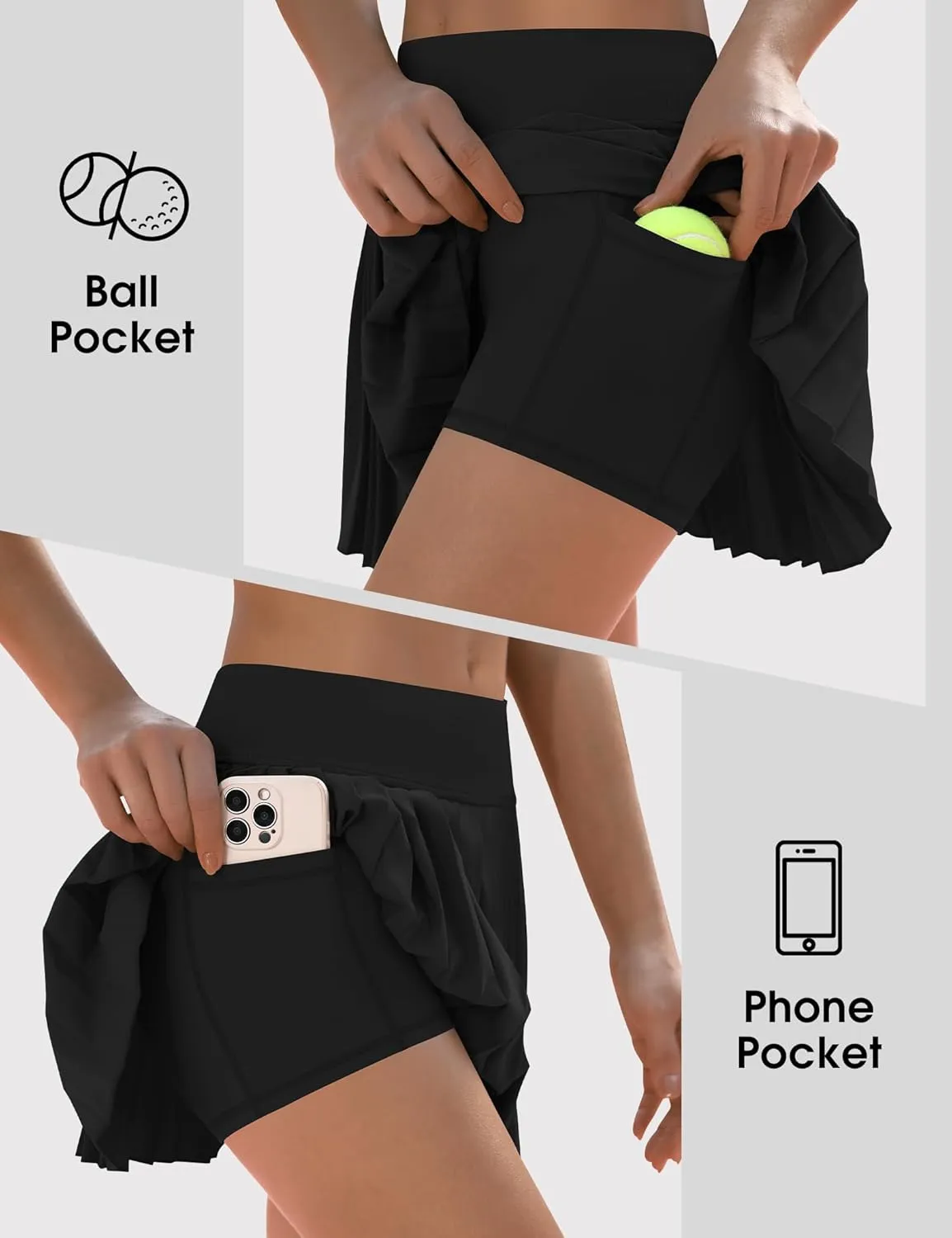 LouKeith Pleated Tennis Skirt High Waisted Golf Skirts with Shorts Pockets Casual Workout Athletic Skorts for Woman
