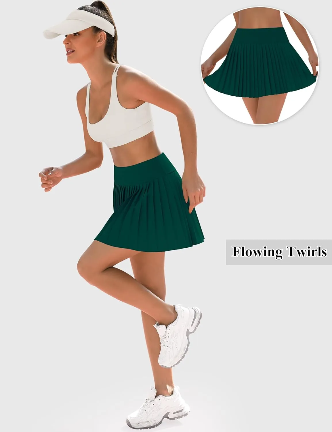 LouKeith Pleated Tennis Skirt High Waisted Golf Skirts with Shorts Pockets Casual Workout Athletic Skorts for Woman