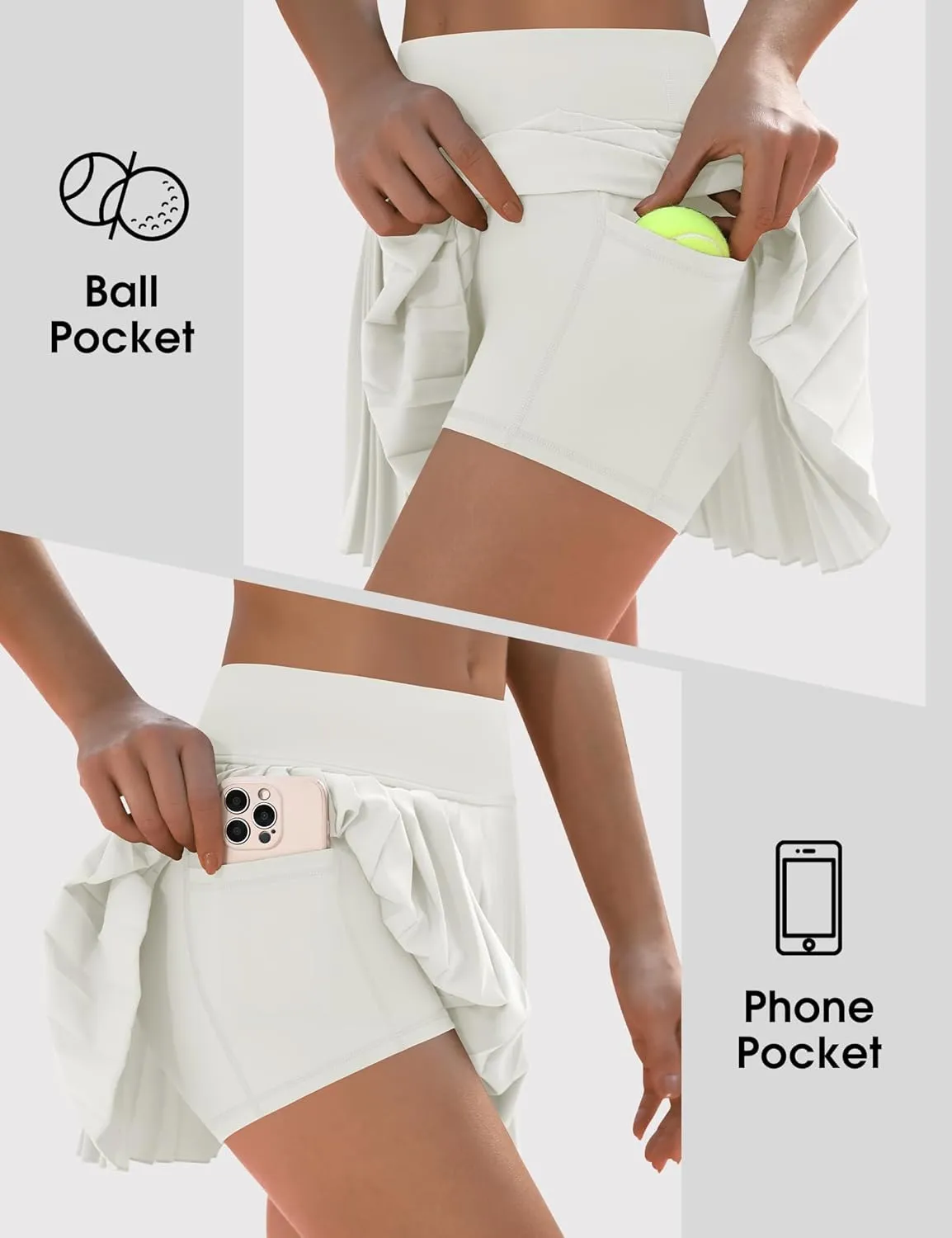 LouKeith Pleated Tennis Skirt High Waisted Golf Skirts with Shorts Pockets Casual Workout Athletic Skorts for Woman