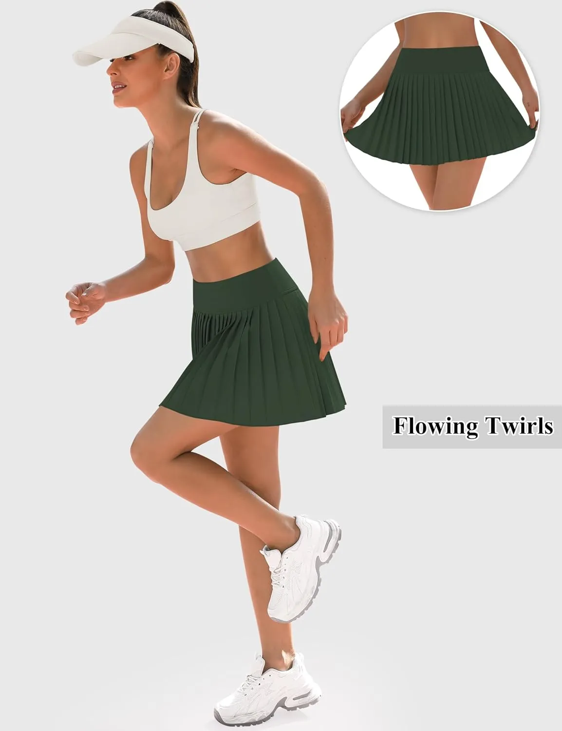 LouKeith Pleated Tennis Skirt High Waisted Golf Skirts with Shorts Pockets Casual Workout Athletic Skorts for Woman