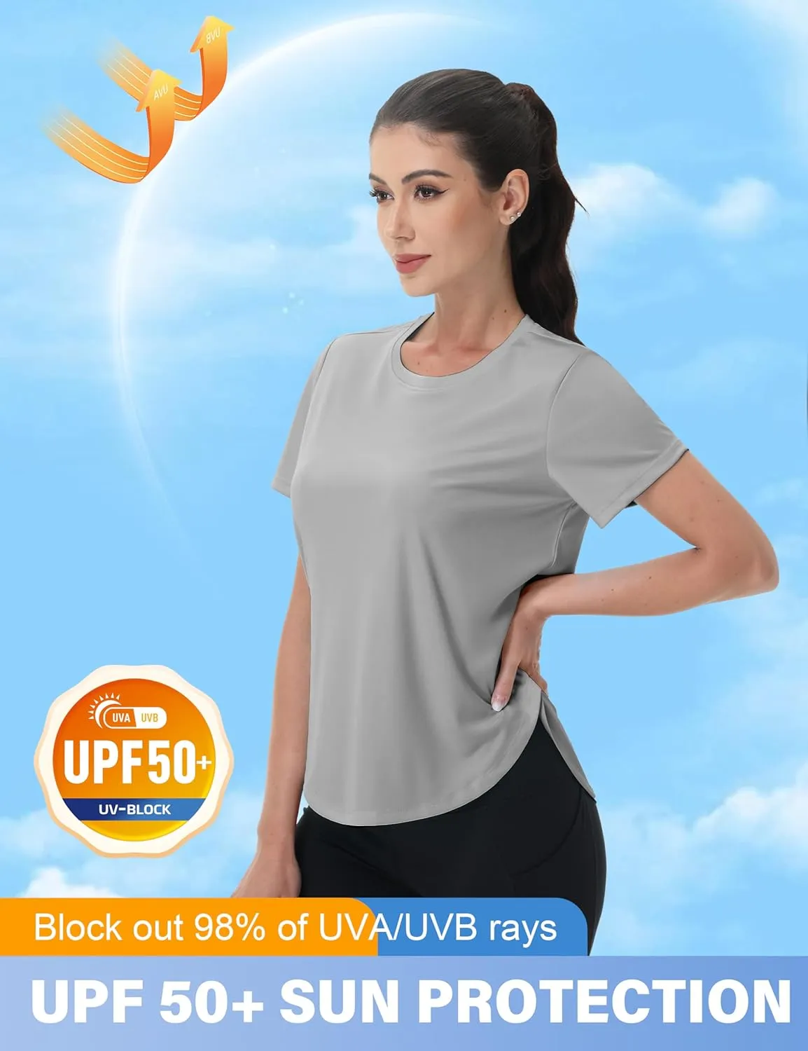 MAGCOMSEN Short Sleeve Workout Tops for Women UPF 50  Sun Protection Quick Dry Wicking T Shirt Yoga Athletic Running Gym