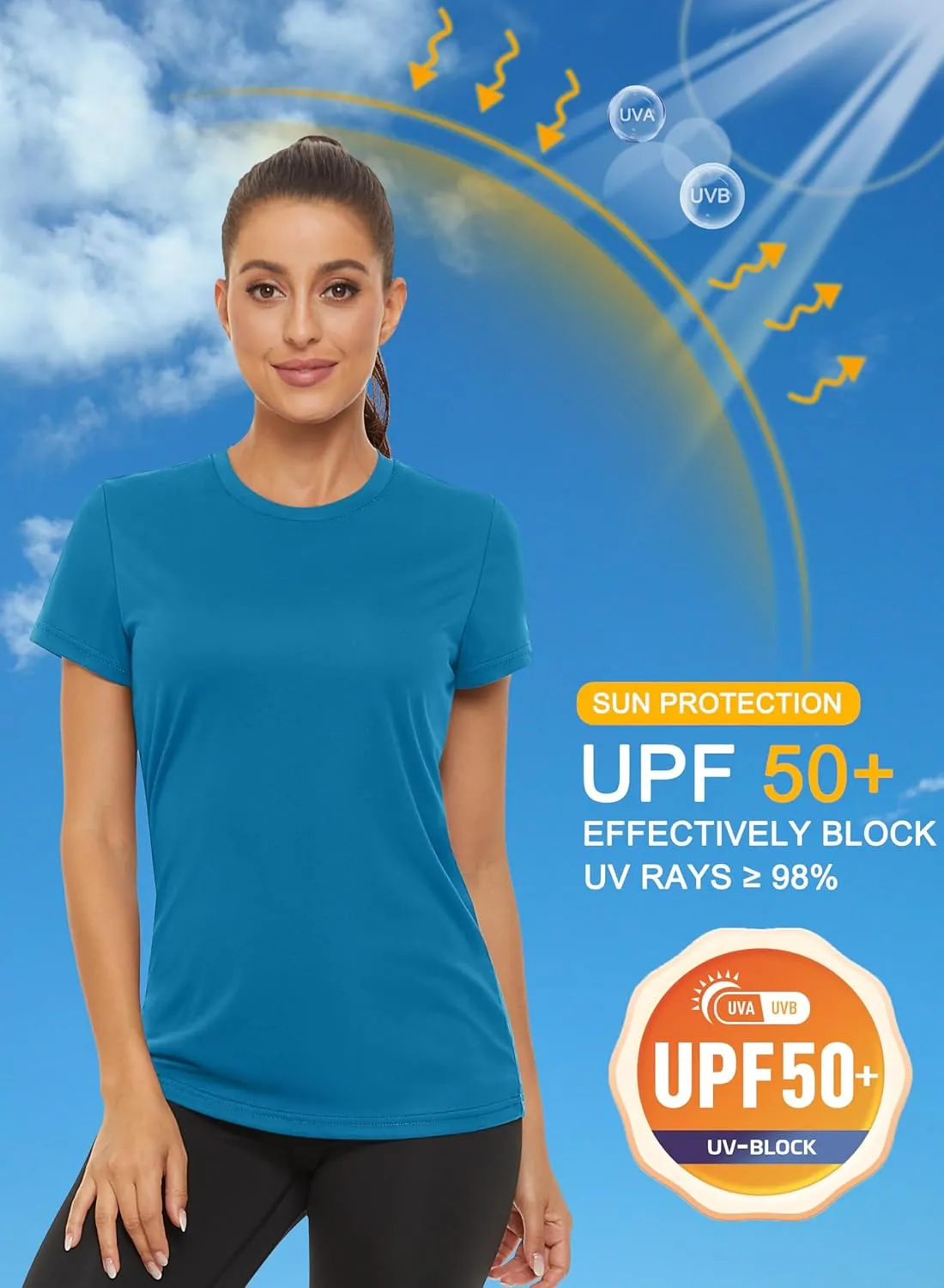 MAGCOMSEN Women's Short Sleeve T-Shirts UPF 50  Sun Protection Quick Dry Athletic Running Workout Rash Guard Tops