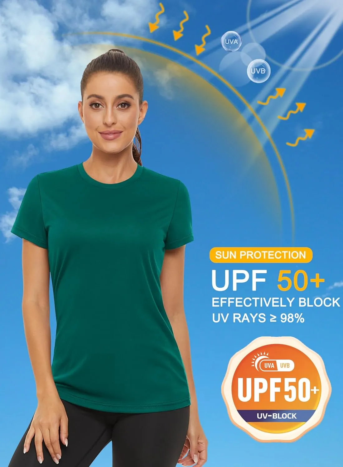 MAGCOMSEN Women's Short Sleeve T-Shirts UPF 50  Sun Protection Quick Dry Athletic Running Workout Rash Guard Tops