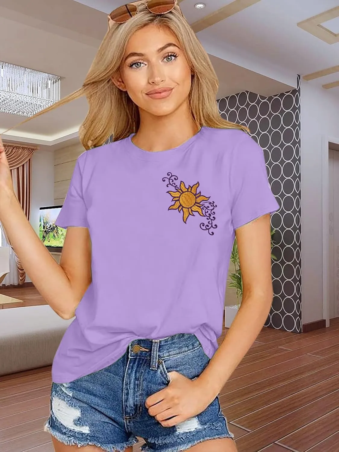 Magical Shirt Women Magic Sun Print Tshirt Cute Sunshine Graphics T Shirts Summer Vacation Short Sleeve Tops