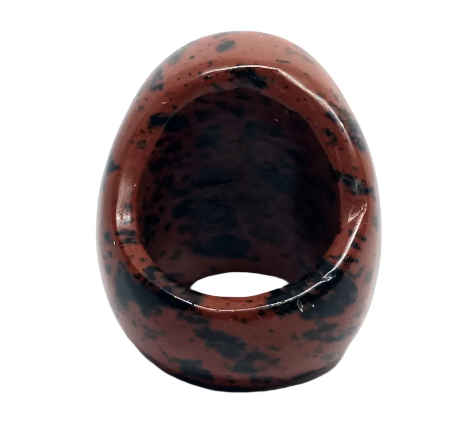 Mahogany Obsidian Crystal Skull Ring