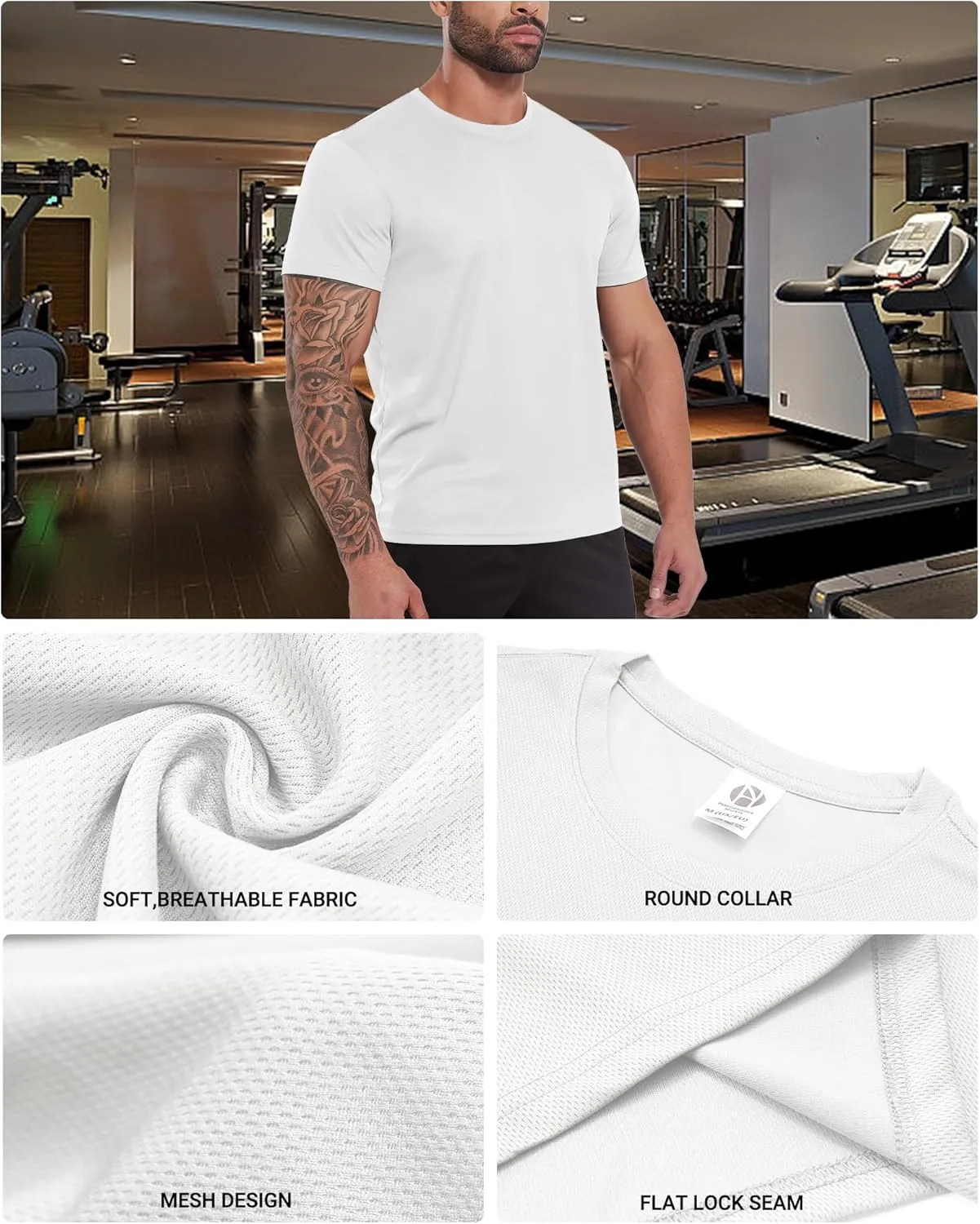 MEETWEE Men's Workout Quick Dry T-Shirts, 1/3/5 Pack Athletic Moisture Wicking Short Sleeve Shirts Running Hiking
