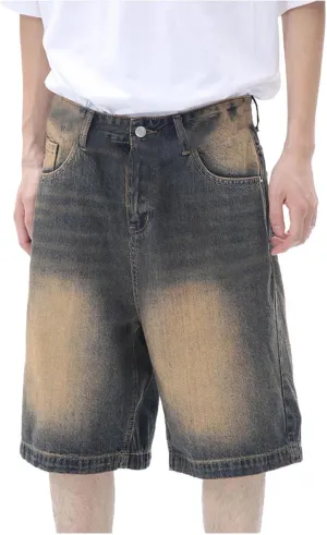 Men Baggy Denim Jorts Y2K Grunge Loose Fit Hip Hop Jean Shorts Summer Casual Short Jeans Streetwear Clothes