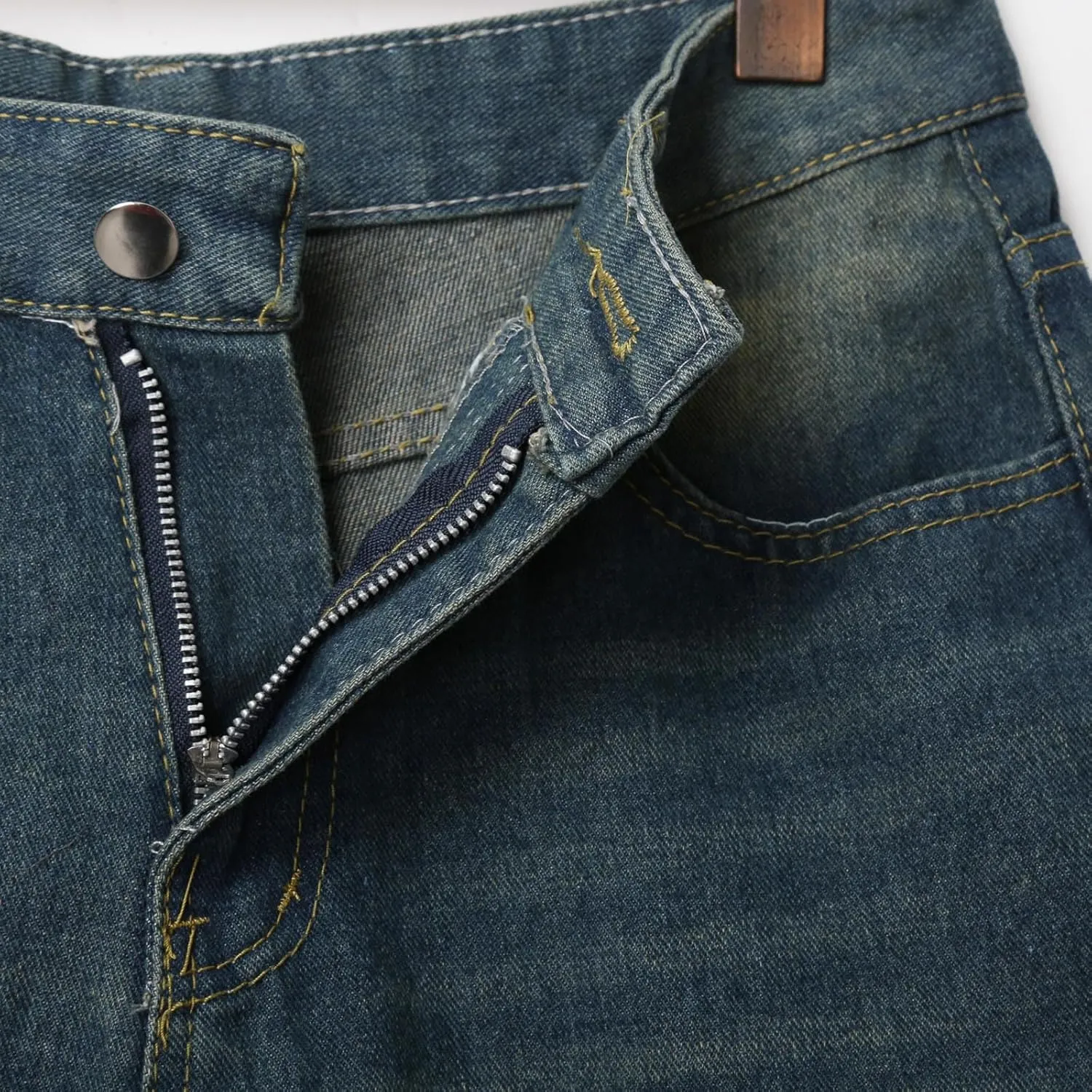 Men Baggy Denim Jorts Y2K Vintage Loose Hip Hop Jean Shorts Wide Leg Long Jeans with Pockets Streetwear