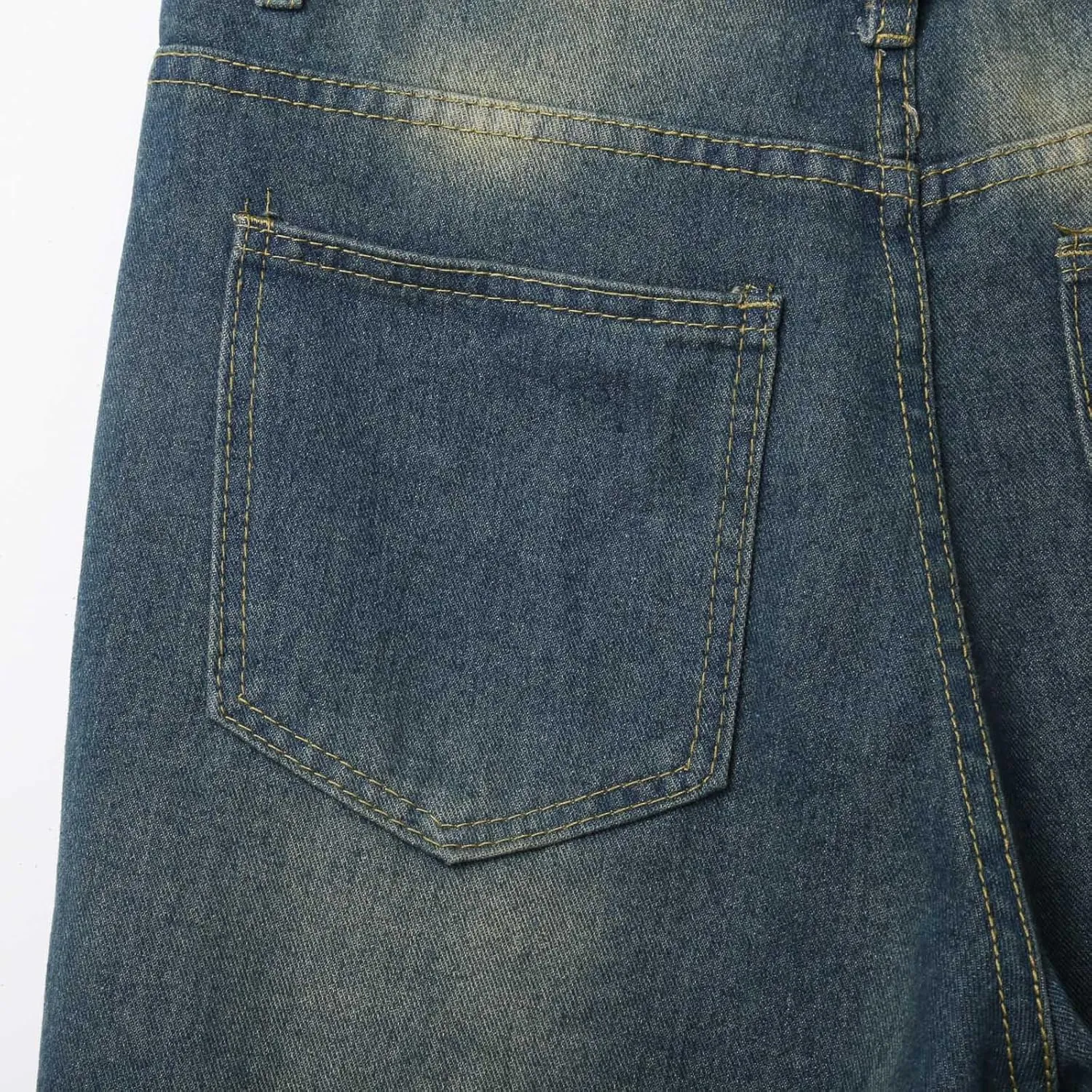 Men Baggy Denim Jorts Y2K Vintage Loose Hip Hop Jean Shorts Wide Leg Long Jeans with Pockets Streetwear