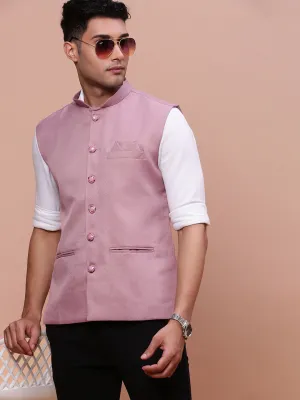 Men Lavender Slim Fit Woven Nehru Jacket