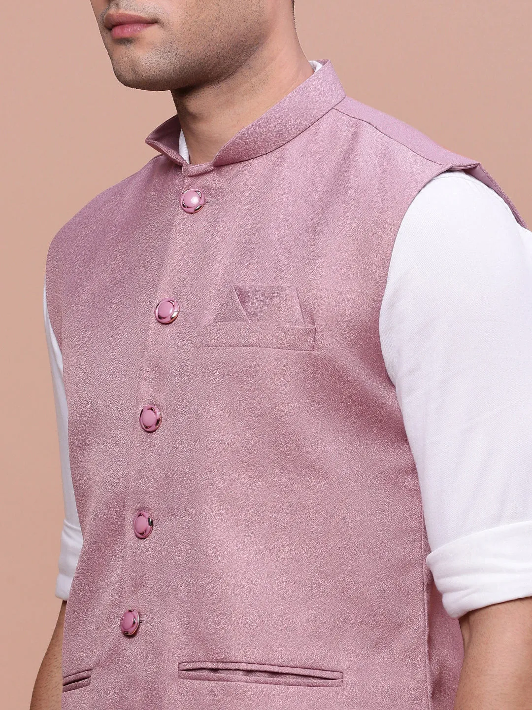 Men Lavender Slim Fit Woven Nehru Jacket