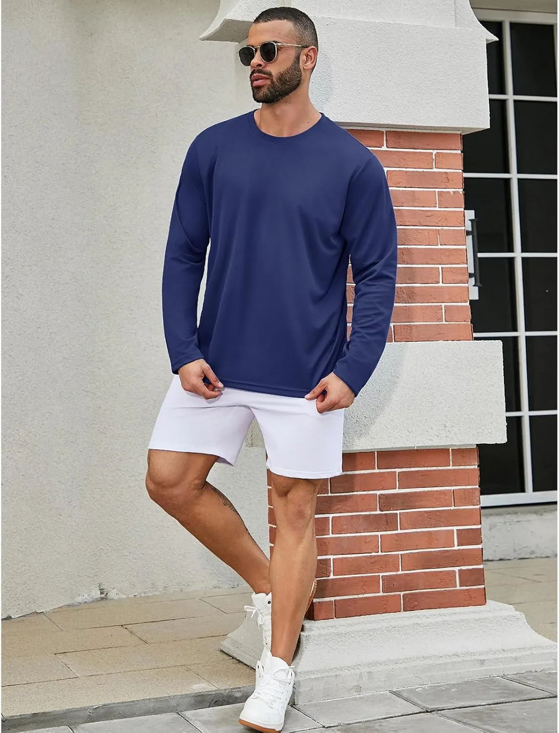 Mens Active Athletic T-Shirts Quick Dry Crew Neck Tees Fishing Hiking Long Sleeve Shirt Multipack