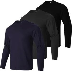 Mens Active Athletic T-Shirts Quick Dry Crew Neck Tees Fishing Hiking Long Sleeve Shirt Multipack