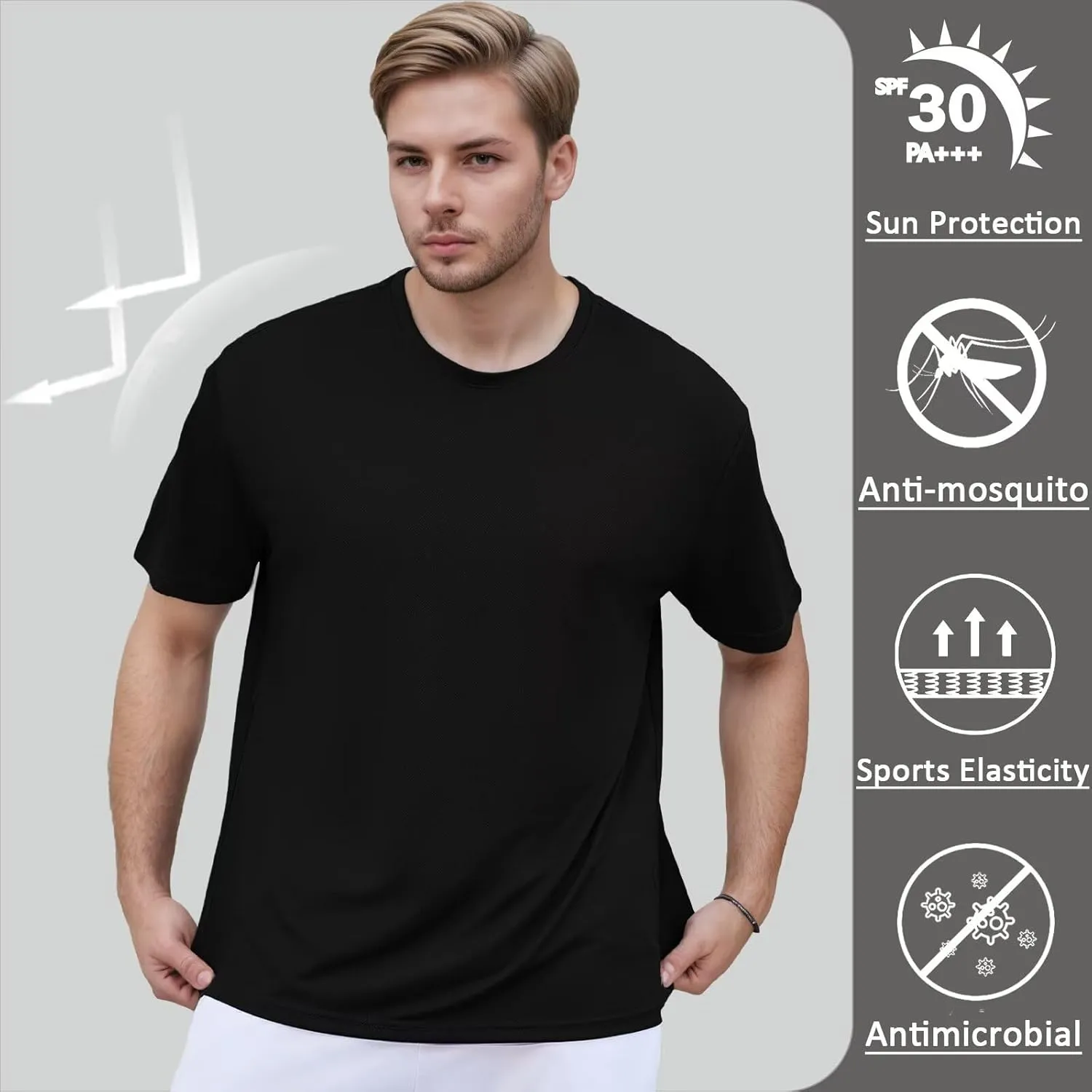 Men's Athletic Crew Neck Quick Dry T Shirts Active Moisture Wicking Gym Workout Short Sleeve Tee Shirt
