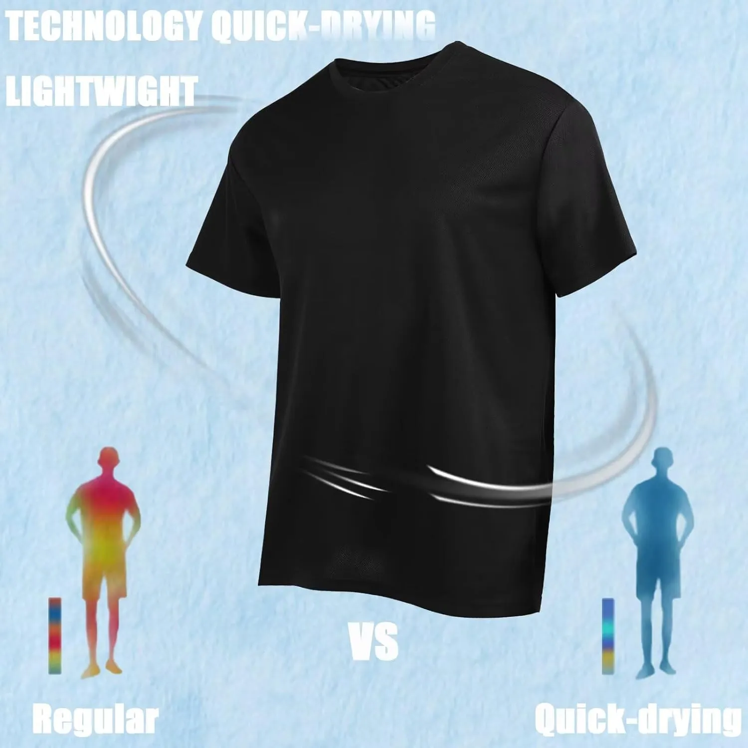 Men's Athletic Crew Neck Quick Dry T Shirts Active Moisture Wicking Gym Workout Short Sleeve Tee Shirt