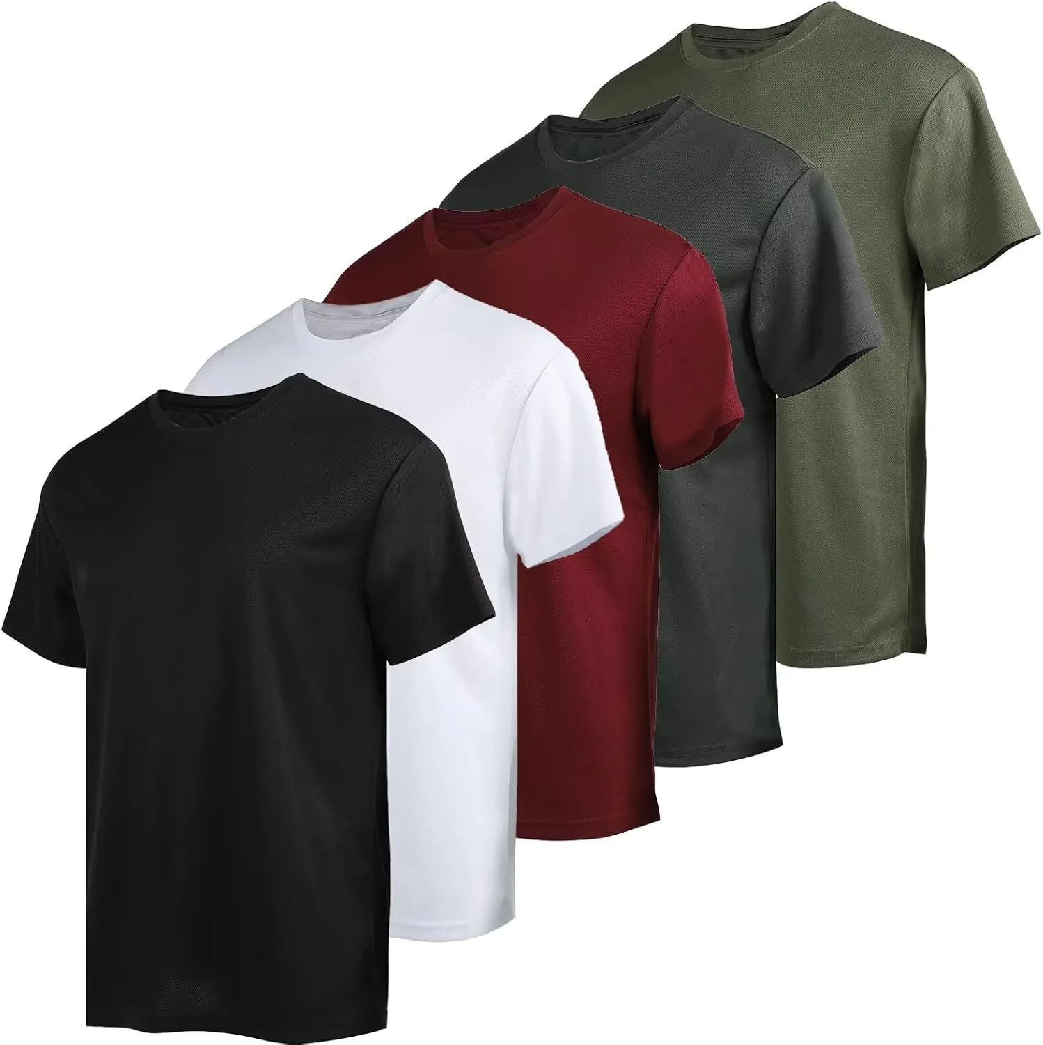 Men's Athletic Crew Neck Quick Dry T Shirts Active Moisture Wicking Gym Workout Short Sleeve Tee Shirt