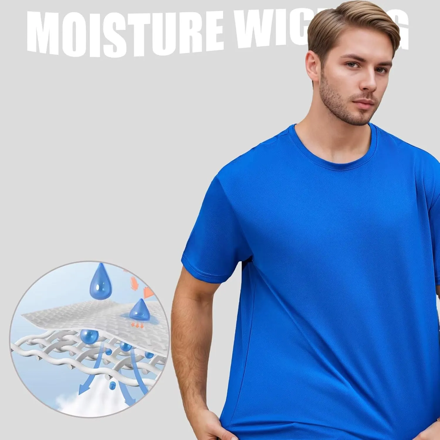 Men's Athletic Crew Neck Quick Dry T Shirts Active Moisture Wicking Gym Workout Short Sleeve Tee Shirt