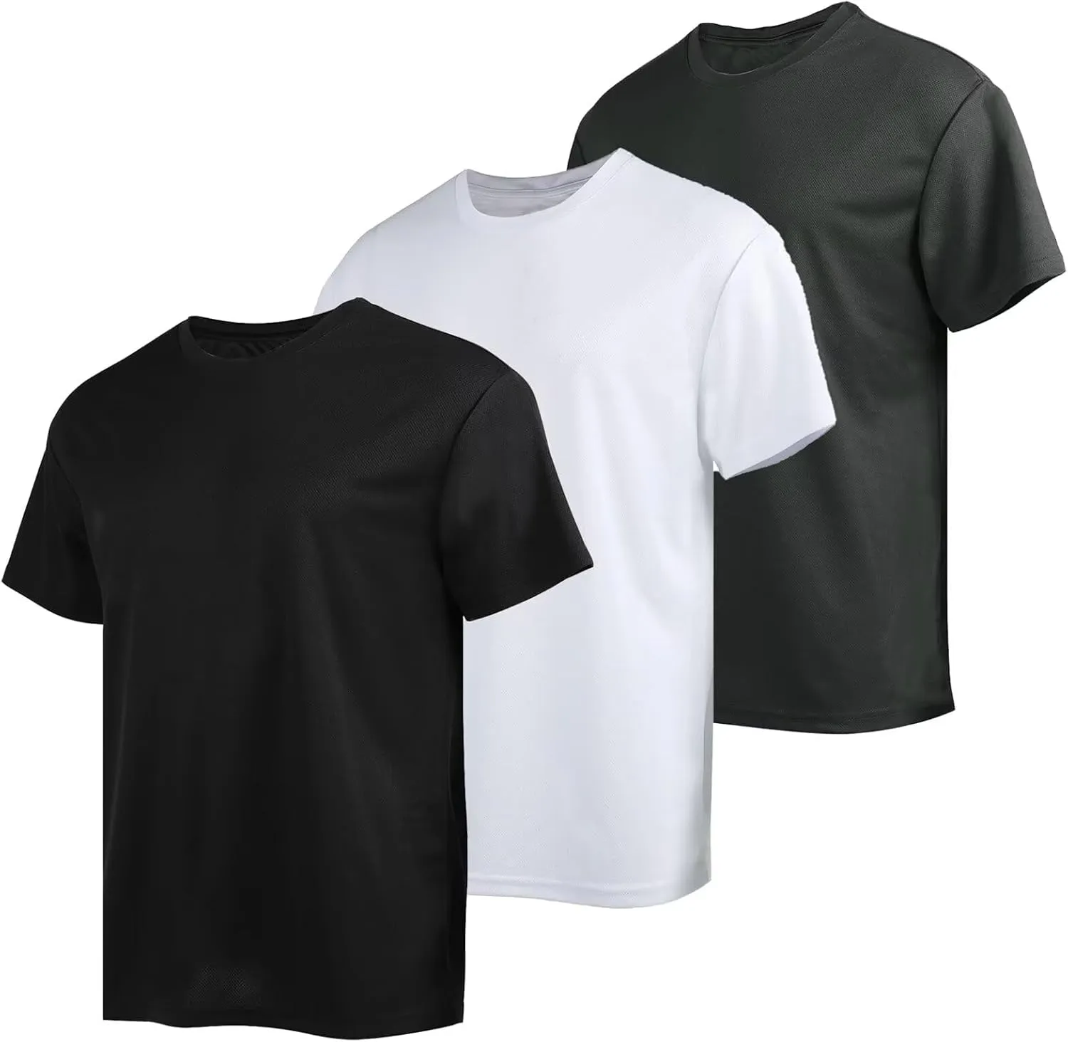 Men's Athletic Crew Neck Quick Dry T Shirts Active Moisture Wicking Gym Workout Short Sleeve Tee Shirt