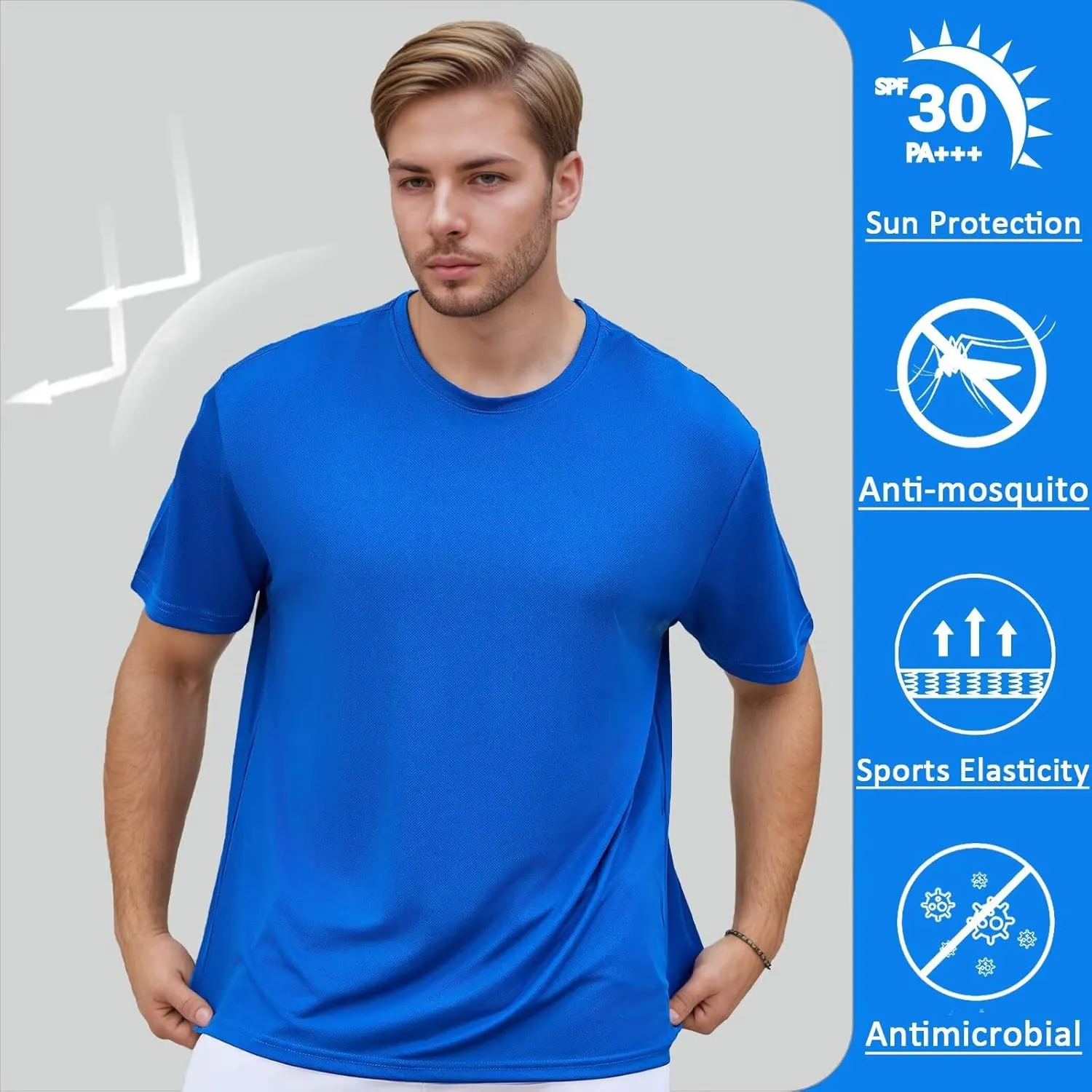 Men's Athletic Crew Neck Quick Dry T Shirts Active Moisture Wicking Gym Workout Short Sleeve Tee Shirt
