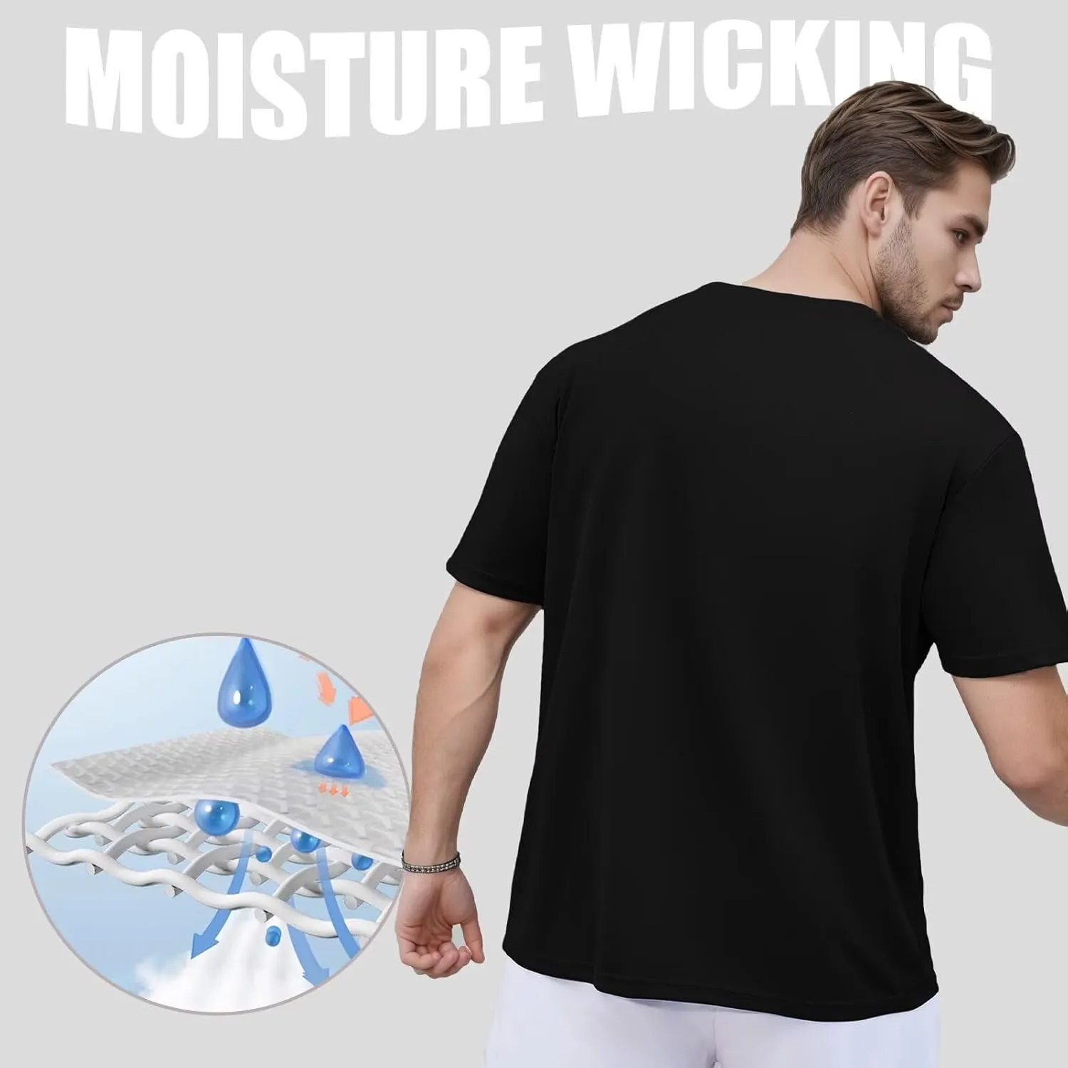 Men's Athletic Crew Neck Quick Dry T Shirts Active Moisture Wicking Gym Workout Short Sleeve Tee Shirt