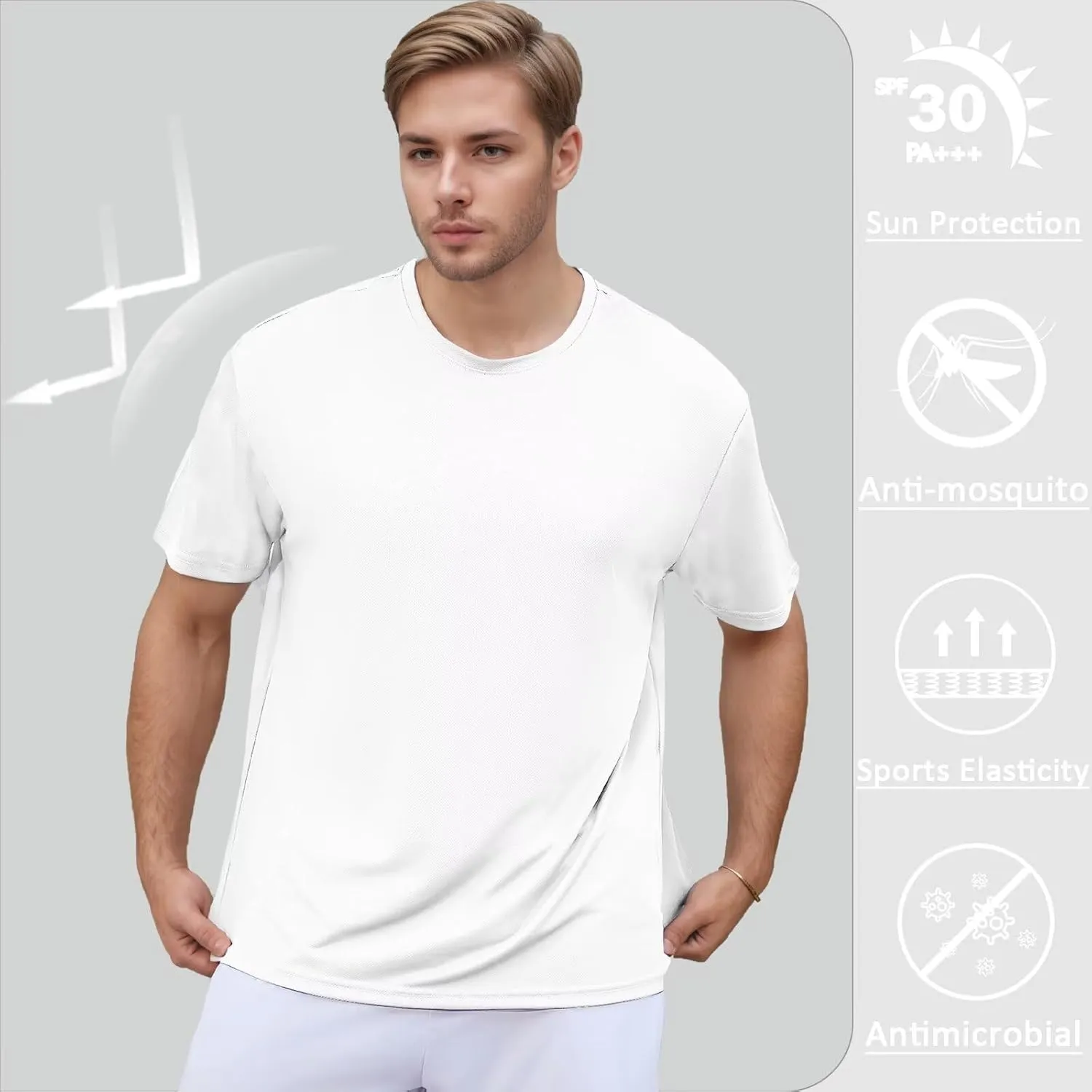 Men's Athletic Crew Neck Quick Dry T Shirts Active Moisture Wicking Gym Workout Short Sleeve Tee Shirt