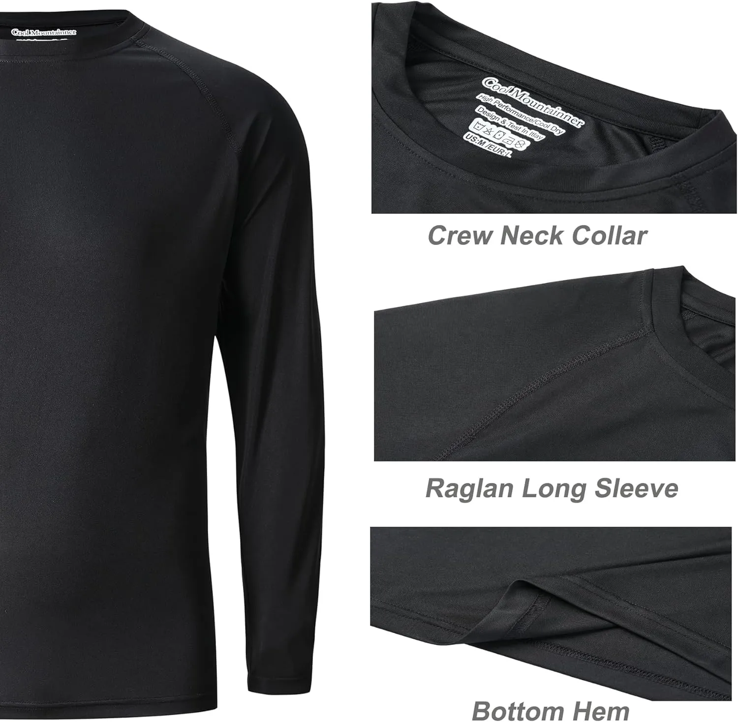 Men's Athletic Running Shirt Long Sleeve Quick Dry UPF 50  Sun Protection Hiking Fishing T-Shirts for Men