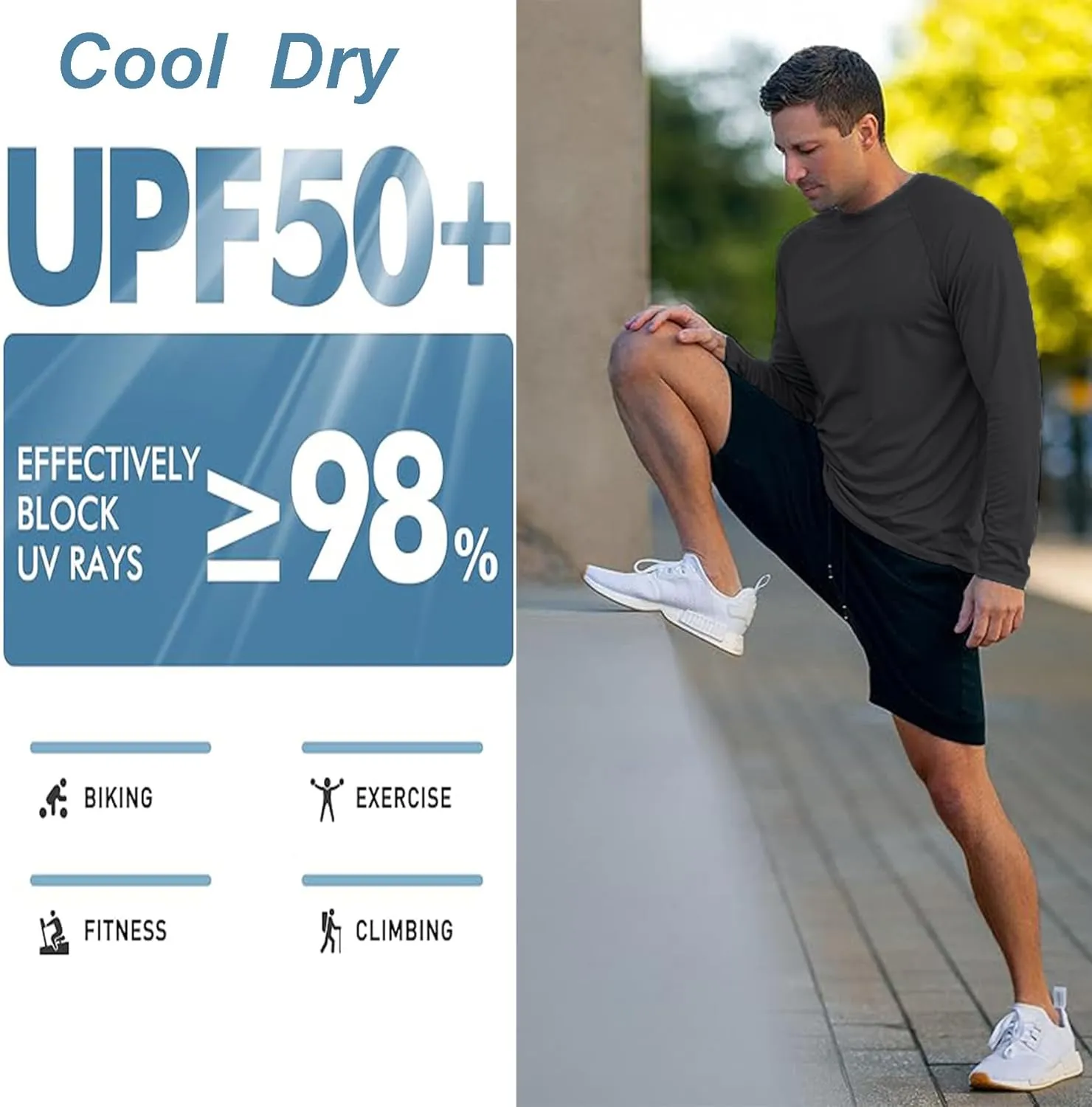 Men's Athletic Running Shirt Long Sleeve Quick Dry UPF 50  Sun Protection Hiking Fishing T-Shirts for Men