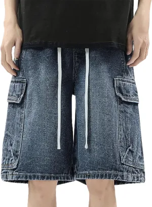 Mens Baggy Denim Jorts Y2K Loose Hip Hop Jean Shorts Summer Casual Short Jeans Streetwear Clothes