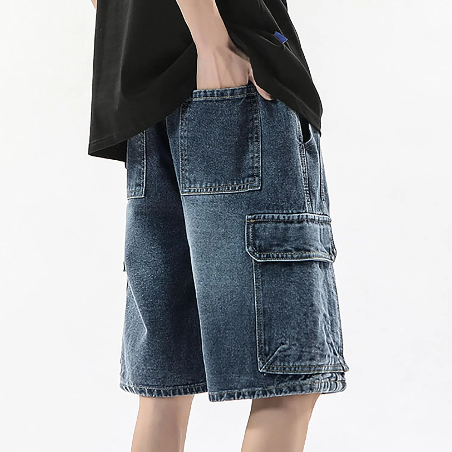 Mens Baggy Denim Jorts Y2K Loose Hip Hop Jean Shorts Summer Casual Short Jeans Streetwear Clothes