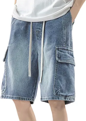 Mens Baggy Denim Jorts Y2K Vintage Loose Fit Hip Hop Jean Shorts Casual Short Jeans Streetwear