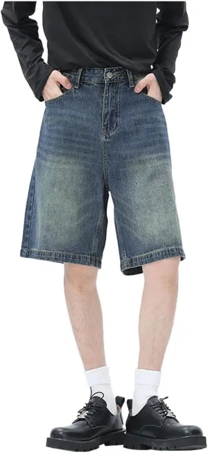 Mens Baggy Denim Jorts Y2K Vintage Loose Fit Hip Hop Jean Shorts Casual Short Jeans Streetwear