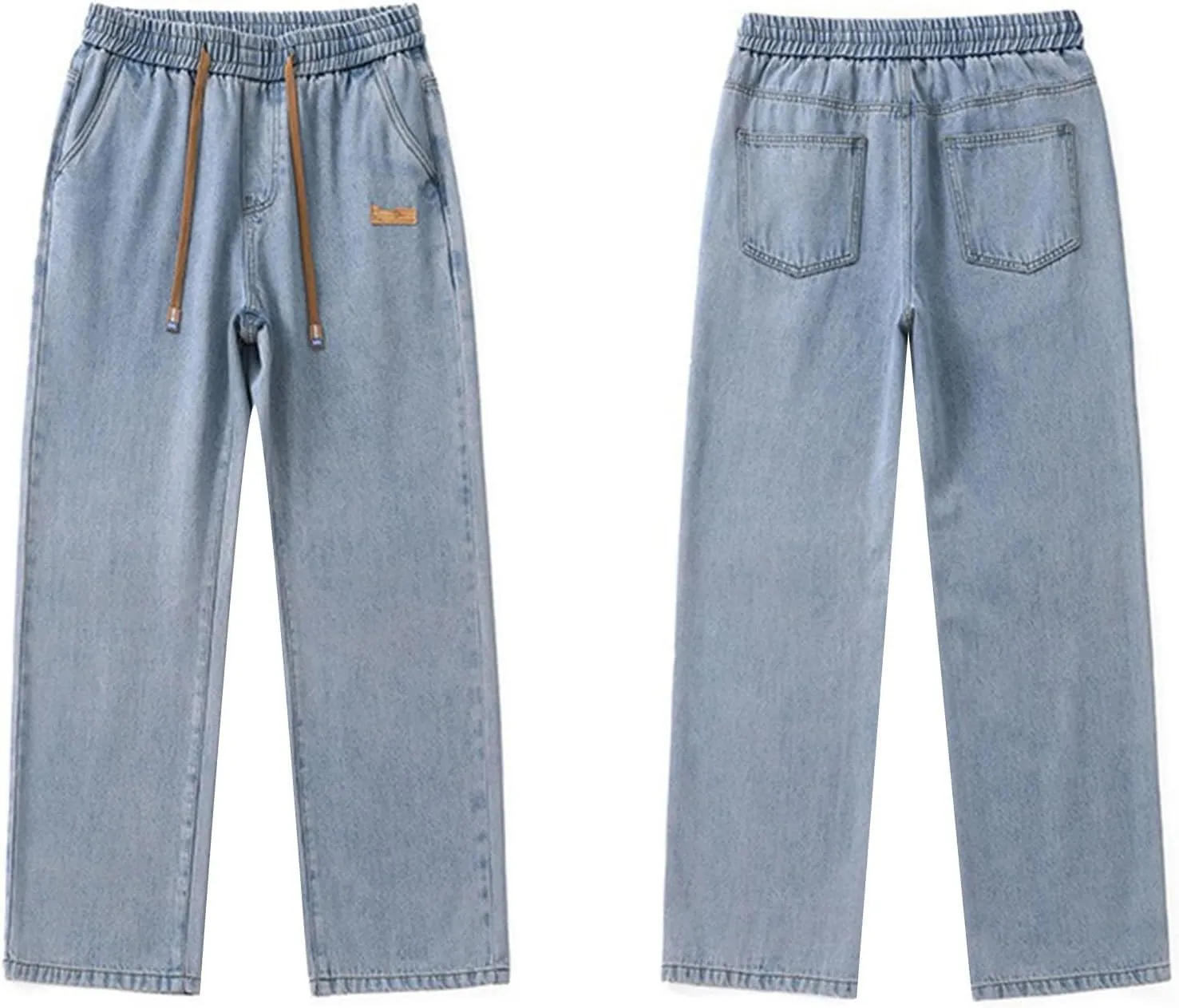 Men's Baggy Jeans Hip Hop Loose Fit Elastic Waist Jeans Y2K Hip Hop Straight Leg Skate Denim Pants Harajuku Trousers