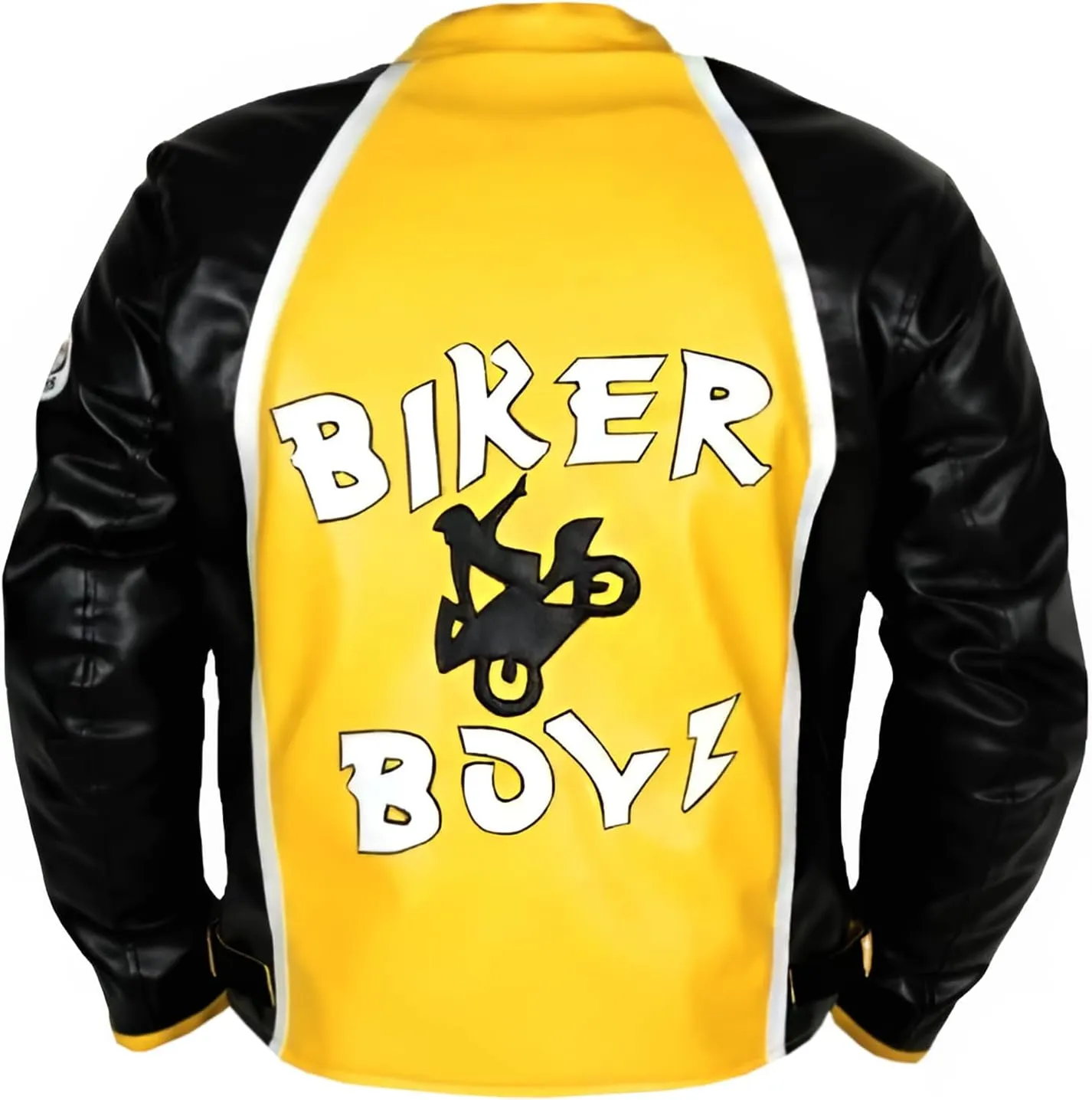 Men's Biker Boyz Real Leather Jacket - Black and Yellow Bomber Style Jacket