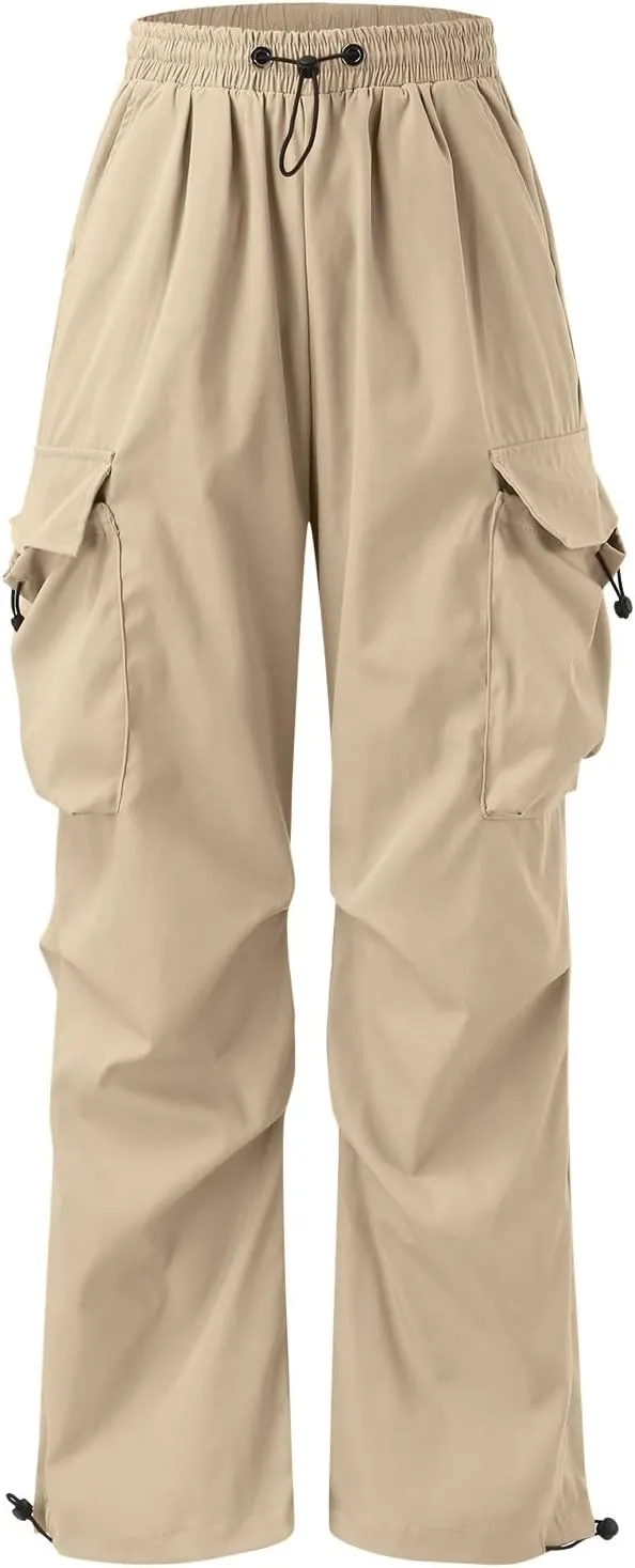 Mens Cargo Pants Casual Loose Fit Wide Leg Elasticated Waist Pant Sweatpants with Pockets