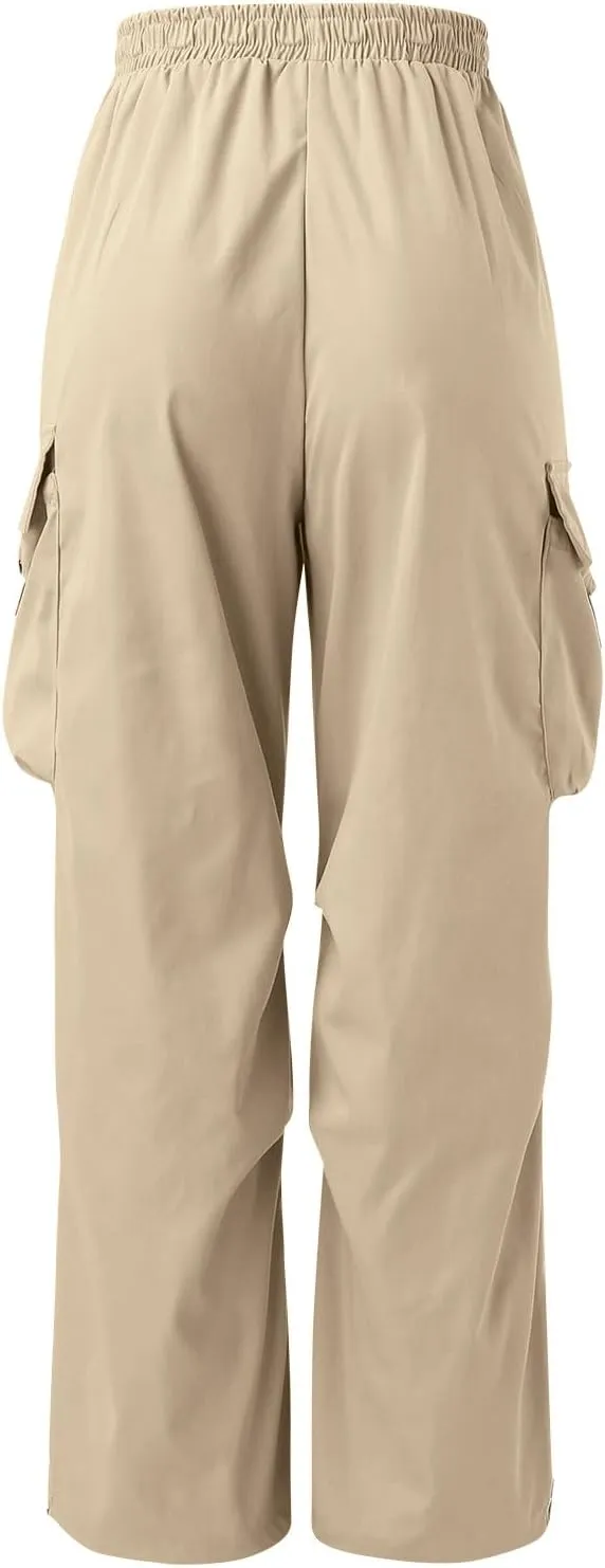 Mens Cargo Pants Casual Loose Fit Wide Leg Elasticated Waist Pant Sweatpants with Pockets