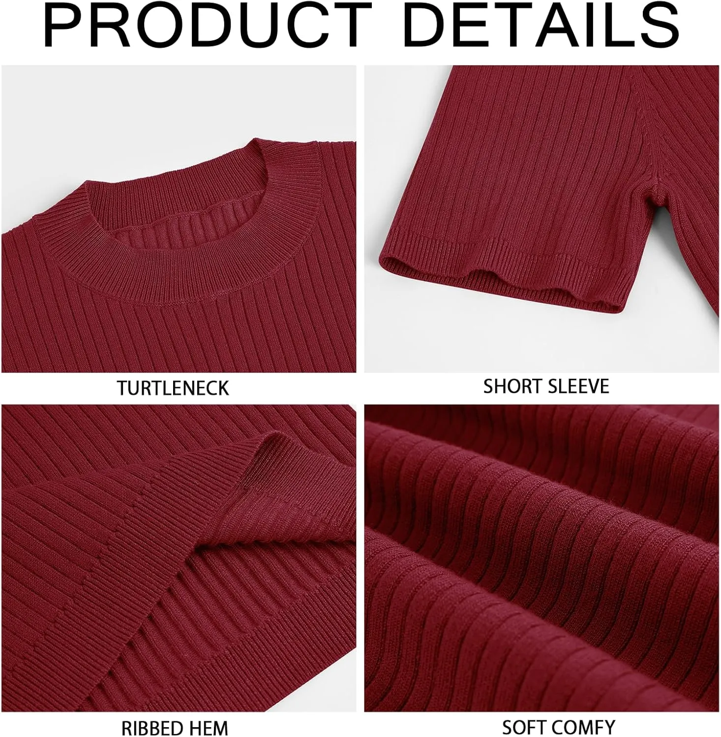 Mens Casual Slim Fit Basic Tops Short Sleeve Shirt Turtleneck T Shirts Rib Knitted Stretch Pullover Sweater